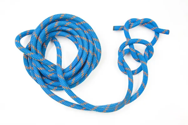 Durable Colored Rope Climbing Equipment White Background Knot Braided Cable — Stock Fotó