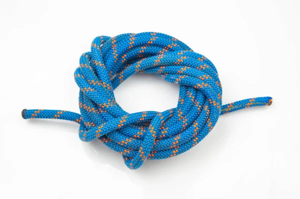 Durable Colored Rope Climbing Equipment White Background Coil Braided Cable — Stock fotografie