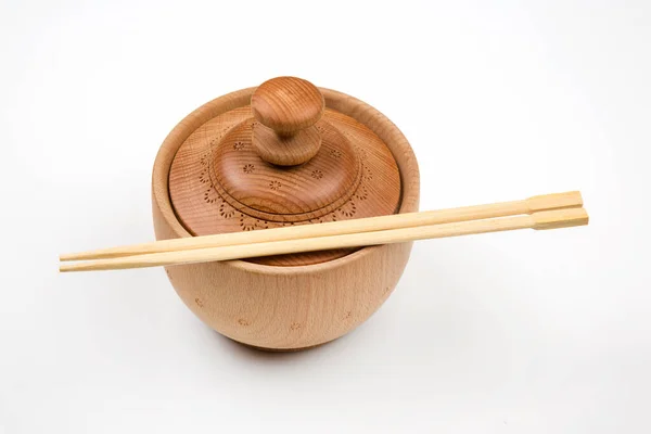 Bamboo Chopsticks Lie Wooden Utensils Items Food — Stockfoto