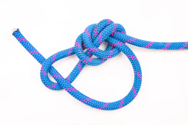 Durable Colored Rope Climbing Equipment White Background Knot Braided Cable — Foto de Stock