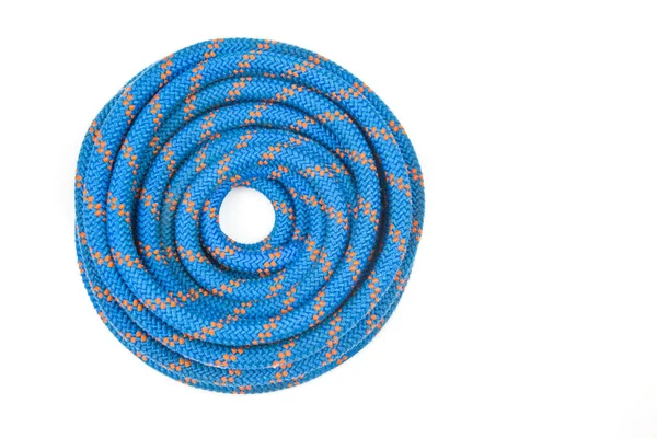 Durable Colored Rope Climbing Equipment White Background Coil Braided Cable — Zdjęcie stockowe