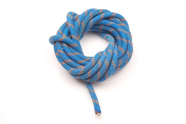 Durable Colored Rope Climbing Equipment White Background Coil Braided Cable — Zdjęcie stockowe