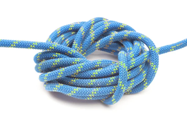 Corde Couleur Durable Pour Équipement Escalade Sur Fond Blanc Noeud — Photo