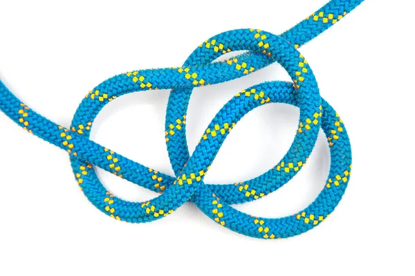 Durable Colored Rope Climbing Equipment White Background Knot Braided Cable — Stok fotoğraf