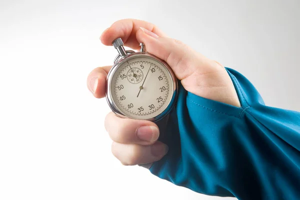 Hand Mechanical Stopwatch White Background — Stockfoto