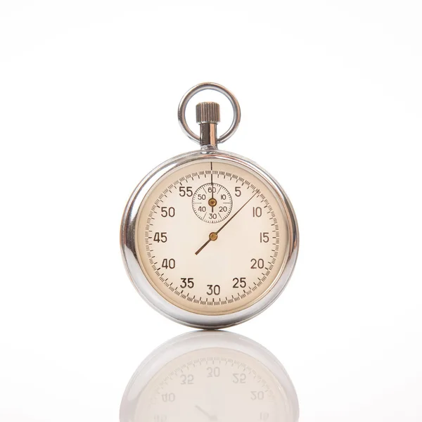 Mechanical Analog Stopwatch White Background Time Part Precision Measurement Speed — Stock fotografie