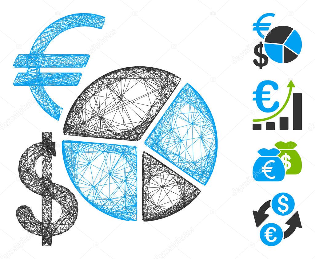 Network Currency Pie Chart Vector Mesh