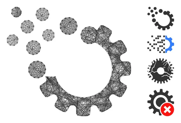 Malha de vetor de ruptura de engrenagem eclodida — Vetor de Stock