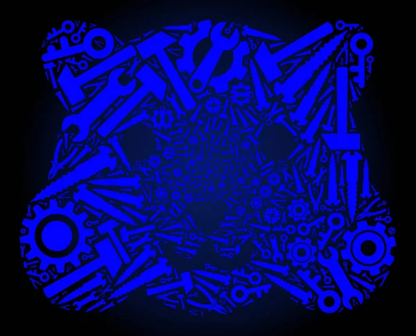 Collage Hamster Head of Industrial Tools σε μπλε χρώματα — Διανυσματικό Αρχείο
