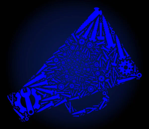 青の色の修復ツールのモザイクメガホン — ストックベクタ