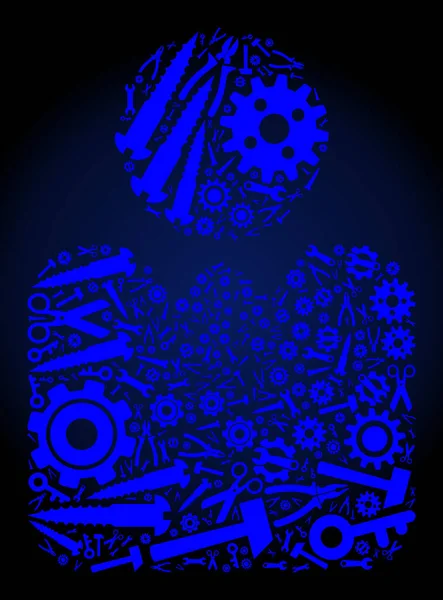 Kolaż Person of Industrial Tools in Blue Colors — Wektor stockowy