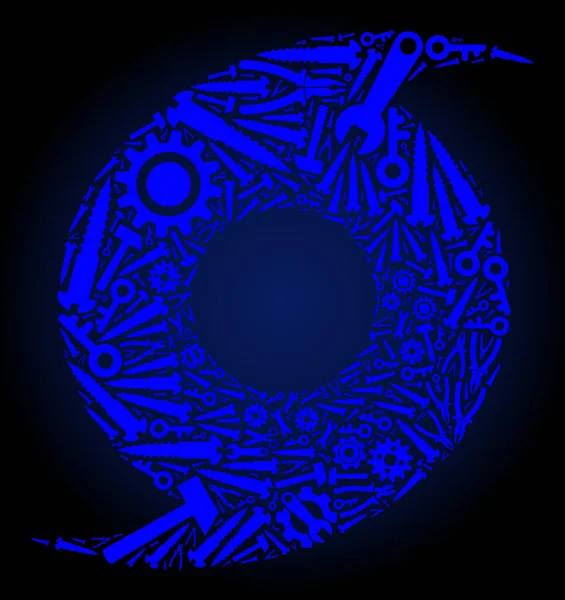 青い色の工業用ツールのモザイクハリケーン — ストックベクタ