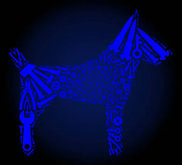 Mosaic Dog of Service Tools in Blue Colors — Stockový vektor