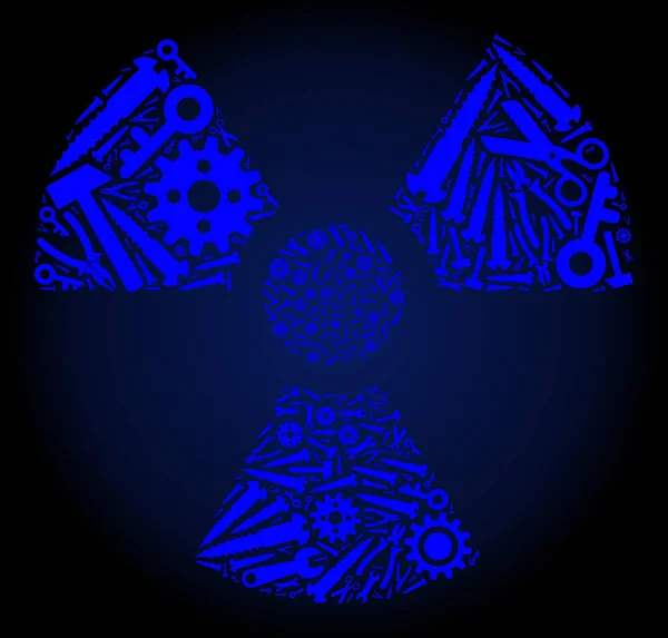 Mosaïque Radioactivité des outils de service en couleurs bleues — Image vectorielle