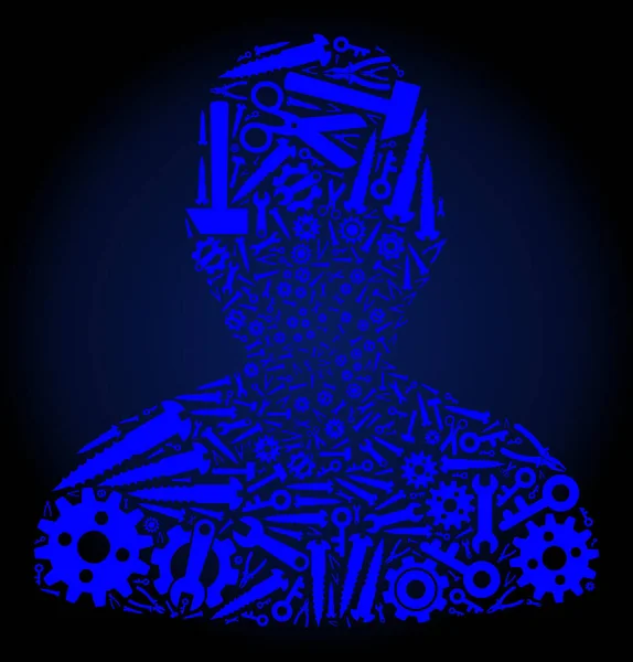 Mosaic Man van Service Tools in blauwe kleuren — Stockvector