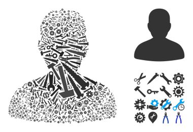 Endüstriyel Aletlerin Kolaj Adamı