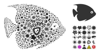 Mozaik Tropikal Enfeksiyon Mikropları Simgesi