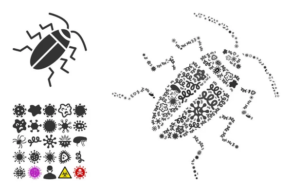 Mosaik Cucaracha Ikon av infektiösa patogener — Stock vektor