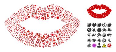 Bulaşıcı Mikropların Mozaik Öpücük Yazdırma Simgesi