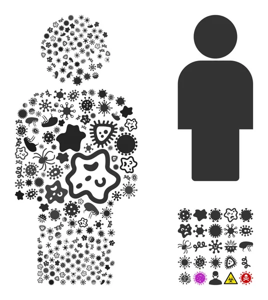 Influenza mikrobák mozaik személy ikonja — Stock Vector