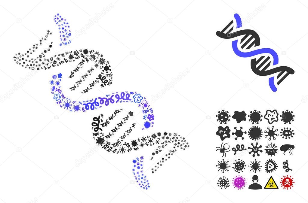 Composition DNA Spiral Icon of Infectious Microbes