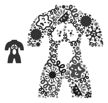 Mozaik İnsan Anatomisi Grip Mikropları Simgesi