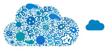 Enfeksiyon Mikroplarının Kolaj Bulutu Simgesi