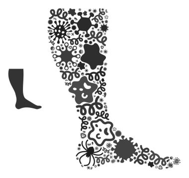 Bulaşıcı Mikropların Kolaj Bacağı Simgesi