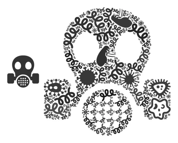 Máscara de Gas Mosaico Icono de Virus Infecciosos — Vector de stock