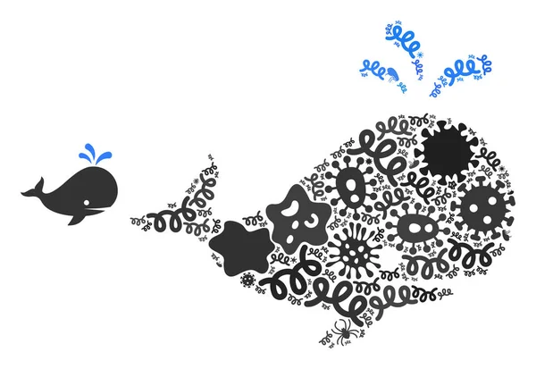 Collage Whale Icono de Virus Infecciosos — Vector de stock