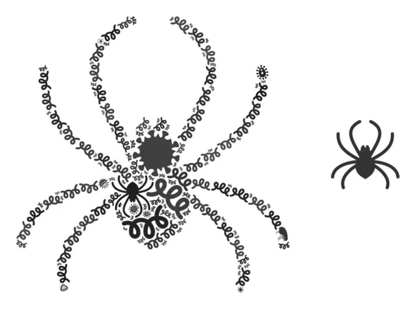 Zusammensetzung Spider Icon von Grippe-Mikroben — Stockvektor