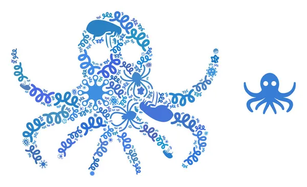 Composição Ícone Octopus de micróbios da gripe — Vetor de Stock