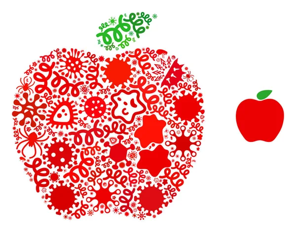 Skład Apple Icon of Infection Microbes — Wektor stockowy