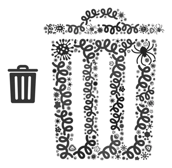 Икона инфекционных вирусов в мусорном контейнере — стоковый вектор