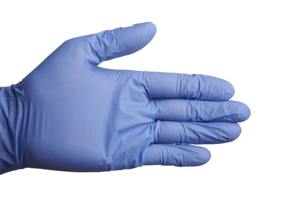 Gloved Hand In Blue Nitrile Glove — Zdjęcie stockowe