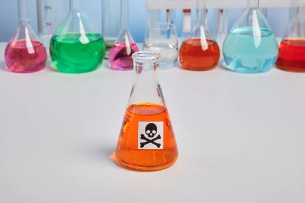 Orange Toxin Vial on Chemical Desk — Stock Photo, Image