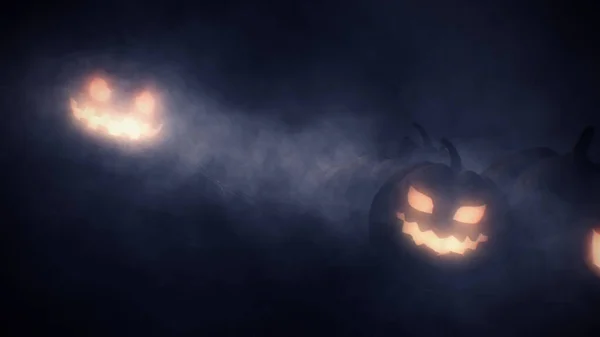 Halloween Sütőtök Fej Jack Lámpa Hátborzongató Köd Ijesztő Mély Éjszakai — Stock Fotó