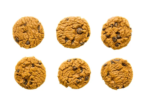 Set Chocolate Chip Cookie Isolated White Background — Stock Photo, Image