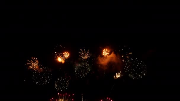 夜の美しいカラフルな花火大会 — ストック動画