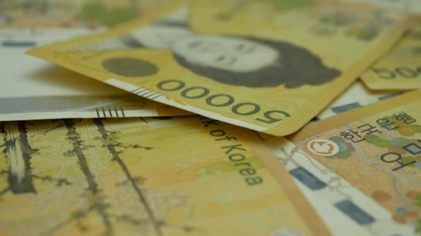 50000 Won Banknoten Aus Südkorea — Stockvideo