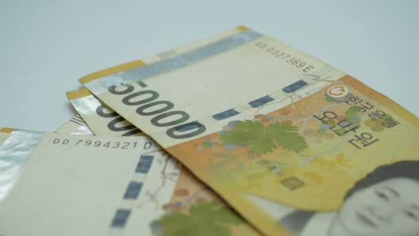 Het Tellen Van Korea Bankbiljetten — Stockvideo