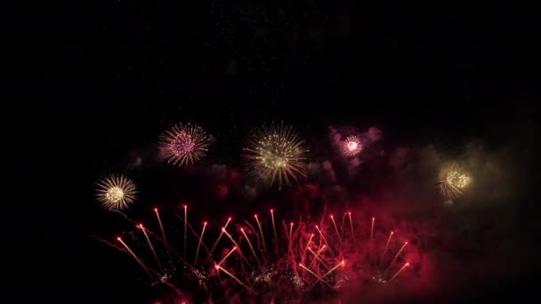 Onafhankelijkheid Gloeiende Vuurwerk Viering Nachts Hemel — Stockvideo