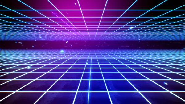 Futuristic Sci Technology Grid 80S Background — ストック写真