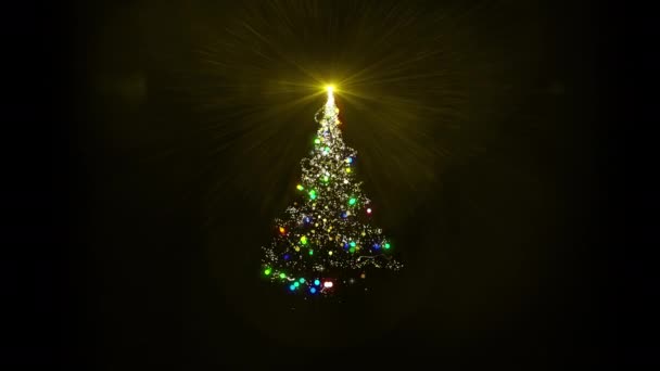 Φώτα Χριστουγεννιάτικο Δέντρο Μαγικό Άλφα Και Looped Για Διακόσμηση Επικάλυψη — Αρχείο Βίντεο
