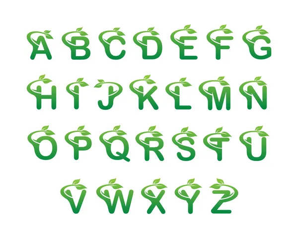Fresh Leaf Alphabet Template Design — Stock Vector