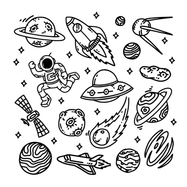 Illustration Ensemble Doodle Galaxy — Image vectorielle