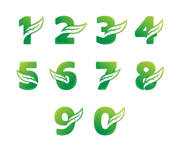 自然葉数アルファベットのコンセプトデザイン — ストックベクタ