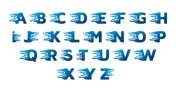 Eau Douce Alphabet Concept Design — Image vectorielle