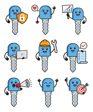 Anahtar karakter tasarımı çizimi seti