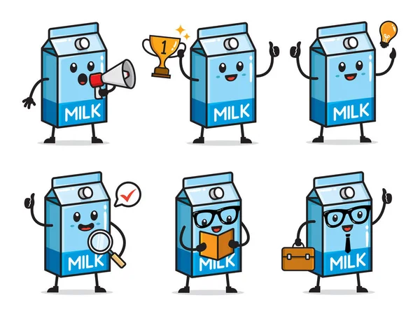 牛乳箱のキャラクターデザインイラストのセット — ストックベクタ